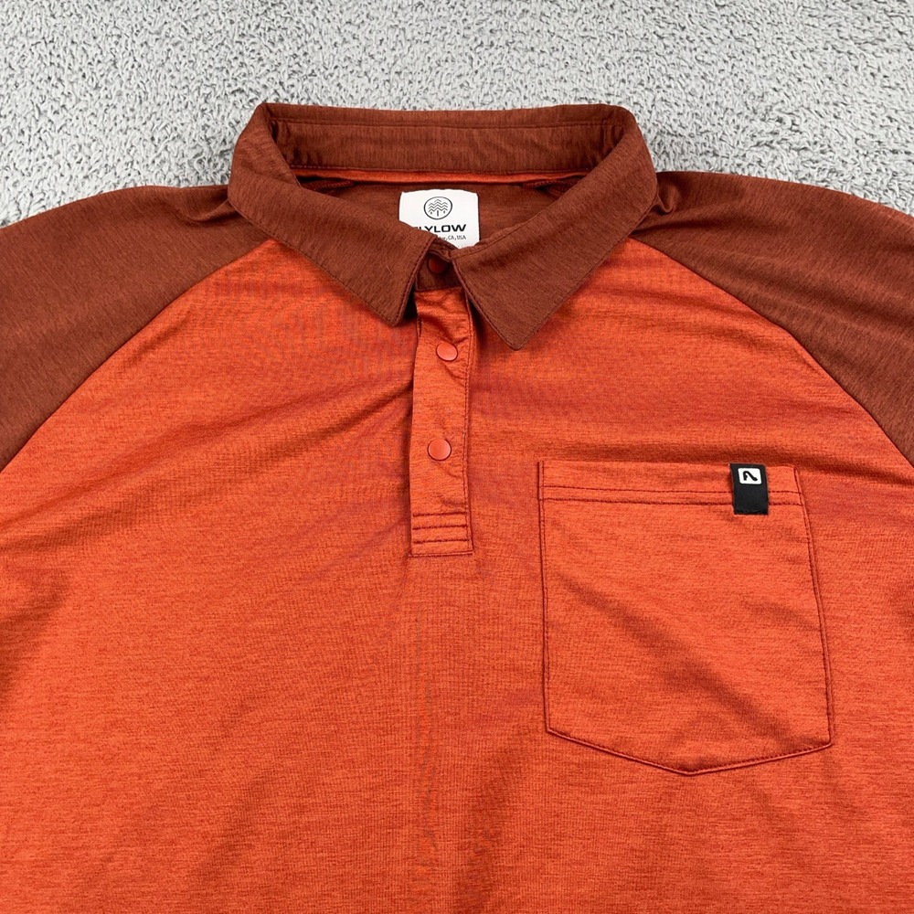 Flylow Shirt Mens Large Orange Polo Short Sleeve Golf Performance Casual